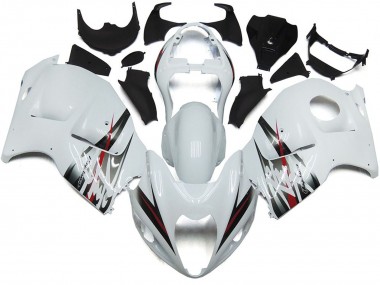 1997-2007 Gloss White and Silver Style GSXR 1300 Hayabusa Motorcycle Fairings