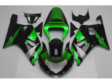 2001-2003 Gloss Green and Black GSXR 600-750 Motorcycle Fairings