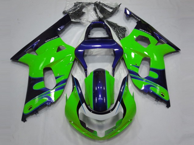 2001-2003 Gloss Green and Blue GSXR 600-750 Motorcycle Fairings