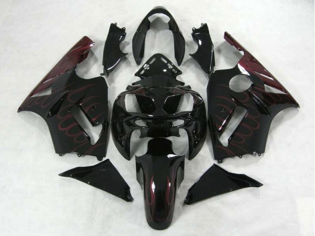 2002-2005 Burgundy Flame ZX12R Motorcycle Fairings