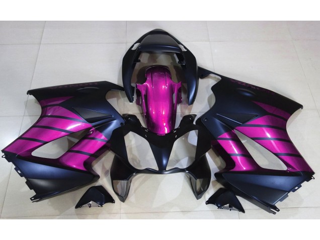 2002-2012 Matte Black & Pink VFR800 Motorcycle Fairings