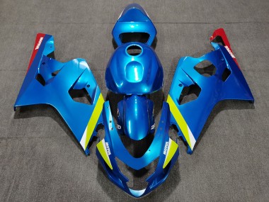 2004-2005 Pearl Blue Yellow GSXR 600-750 Motorcycle Fairings