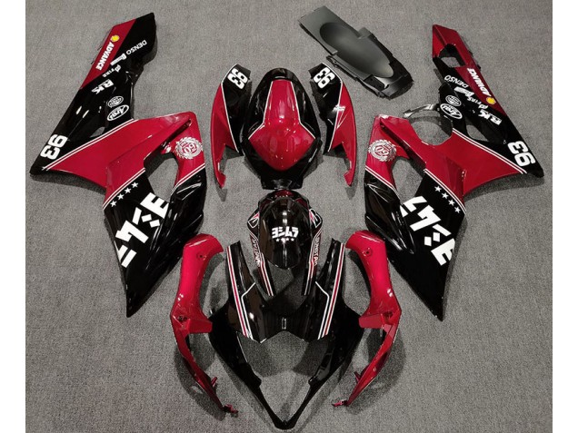 2005-2006 Gloss Red and Black Custom GSXR 1000 Motorcycle Fairings