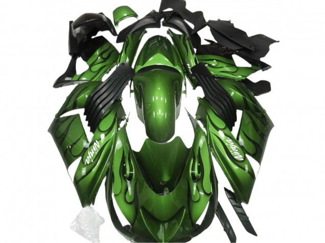 2006-2011 Gloss Green & Flame ZX14R Motorcycle Fairings