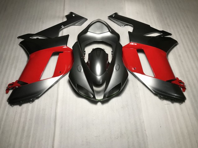2007-2008 Metallic Silver with Red ZX6R Motorcycle Fairings