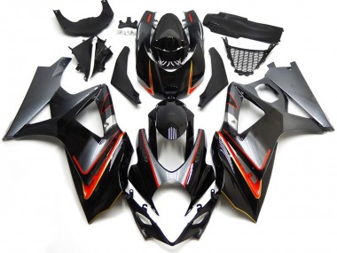 2007-2008 Silver and Black with Red GSXR 1000 Motorcycle Fairings