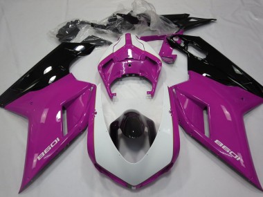2007-2014 Gloss Pink & White Ducati 848 1098 1198 Motorcycle Fairings