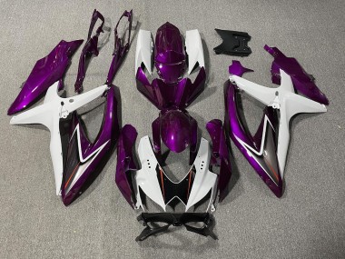 2008-2010 Gloss Purple and White GSXR 600-750 Motorcycle Fairings