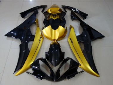 2008-2016 Gloss Black & Gold R6 Motorcycle Fairings
