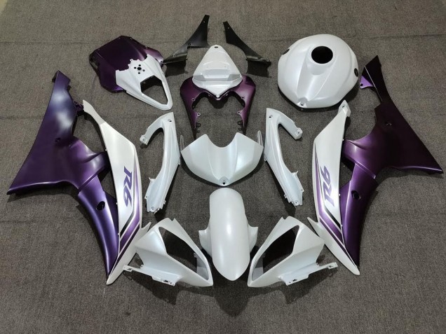 2008-2016 Matte White and Purple R6 Motorcycle Fairings