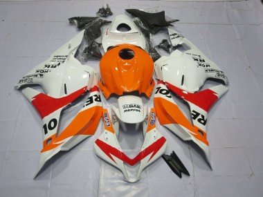 2009-2012 Light Orange and White Repsol CBR600RR Motorcycle Fairings