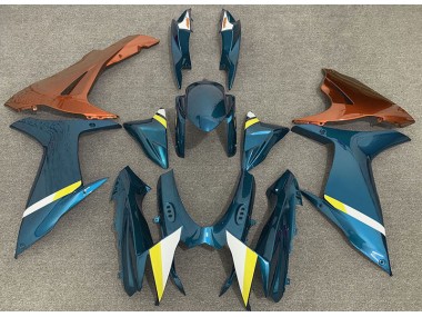 2011-2024 Gloss Light Blue and Orange GSXR 600-750 Motorcycle Fairings