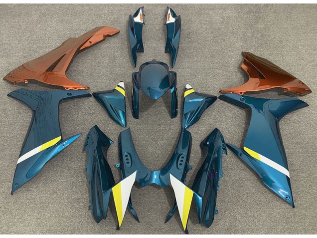 2011-2024 Gloss Light Blue and Orange GSXR 600-750 Motorcycle Fairings
