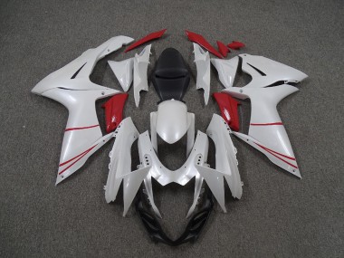 2011-2024 Pearl White and Red GSXR 600-750 Motorcycle Fairings